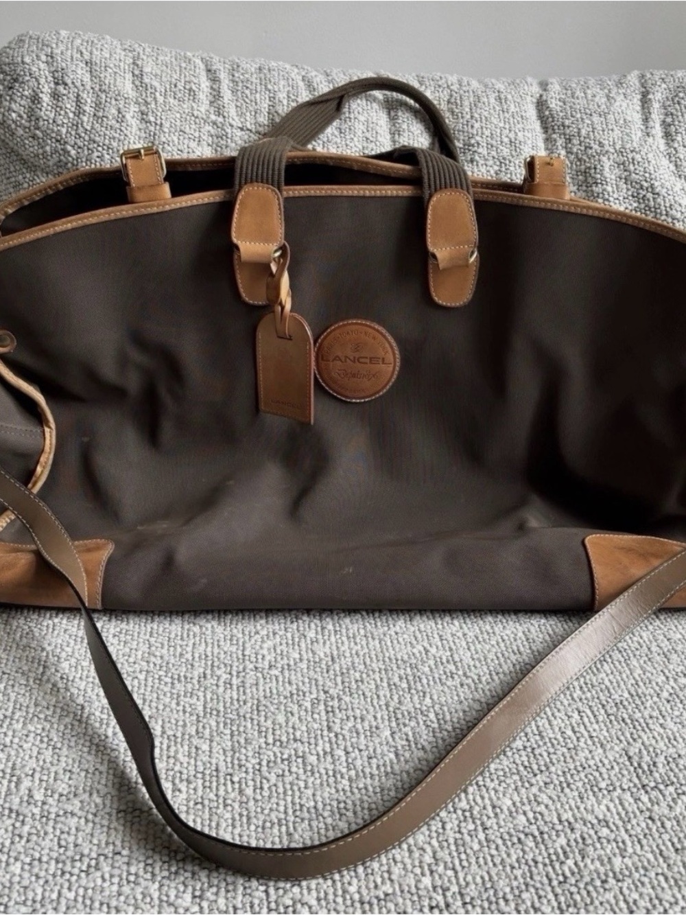 Vintage Lancel Brown Weekender Travel Bag